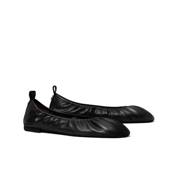 Tory Burch Eddie 2.0 Women\'s Black Leather Ballet Flats